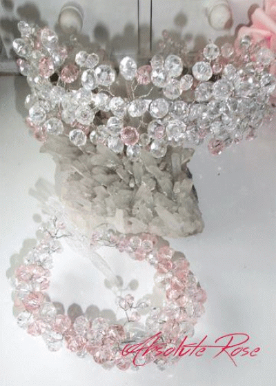 Дизайнерска кристална диадема и гривна Elegant Rose